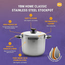 9-Quart Stainless Steel Pot and Lid with Red Handles