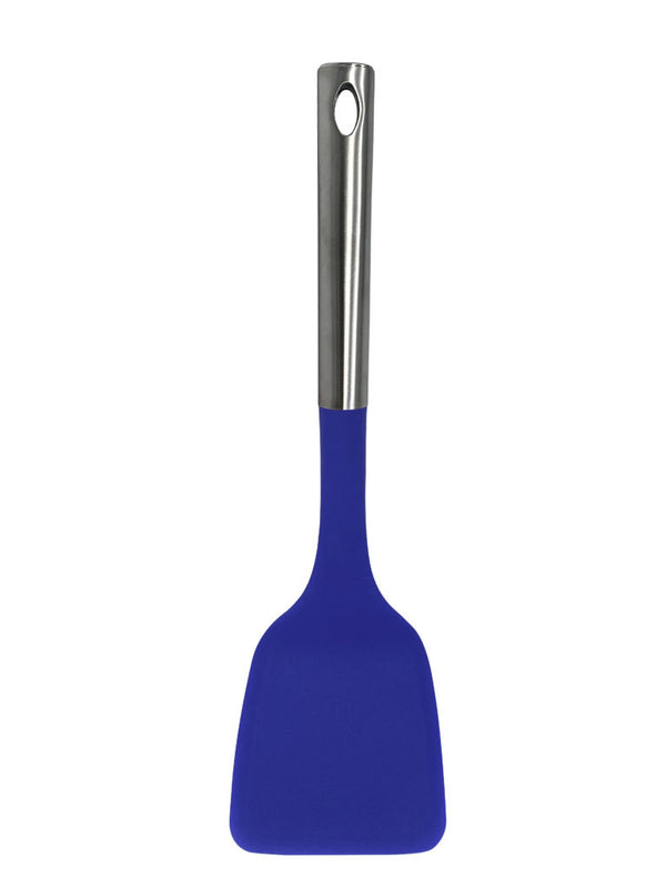 Millvado - Nylon Utensils, Solid Turner, SS Handle, Blue,13.5"