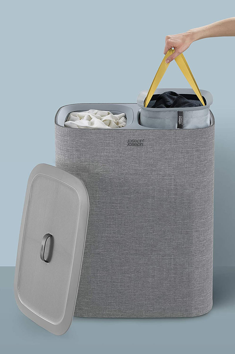 Joseph Joseph Total 90-litre Laundry Hamper Separation Basket with Lid - Grey