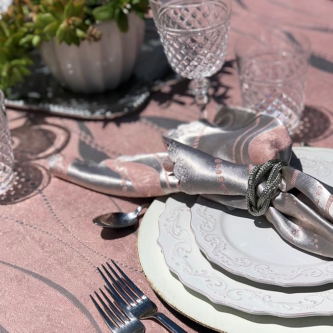 66 x 120" Jacquard Tablecloth –Pink Pearl