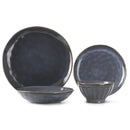 Dark blue dinnerware set on a white background
