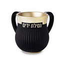 Black and gold Polymer washcup, front view on a white background