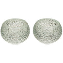 Pair of clear textured glass candlesticks, 5 cm tall.