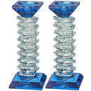 Pair of clear and blue candle