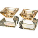 Pair of crystal gold and clear colored candlesticks