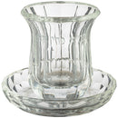Crystal kiddush cup with a saucer on a white background
