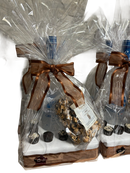 Vodka shalach manos package with chocolates and popcorn
