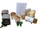 Items in shalach manos package on a white background