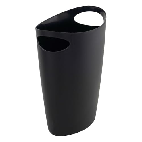 Superio Slim Bathroom Trash Can 2 Gallon Black Plastic Small Compact Waste Basket for Bedroom, Dorm, Under Office Desk Dustbin