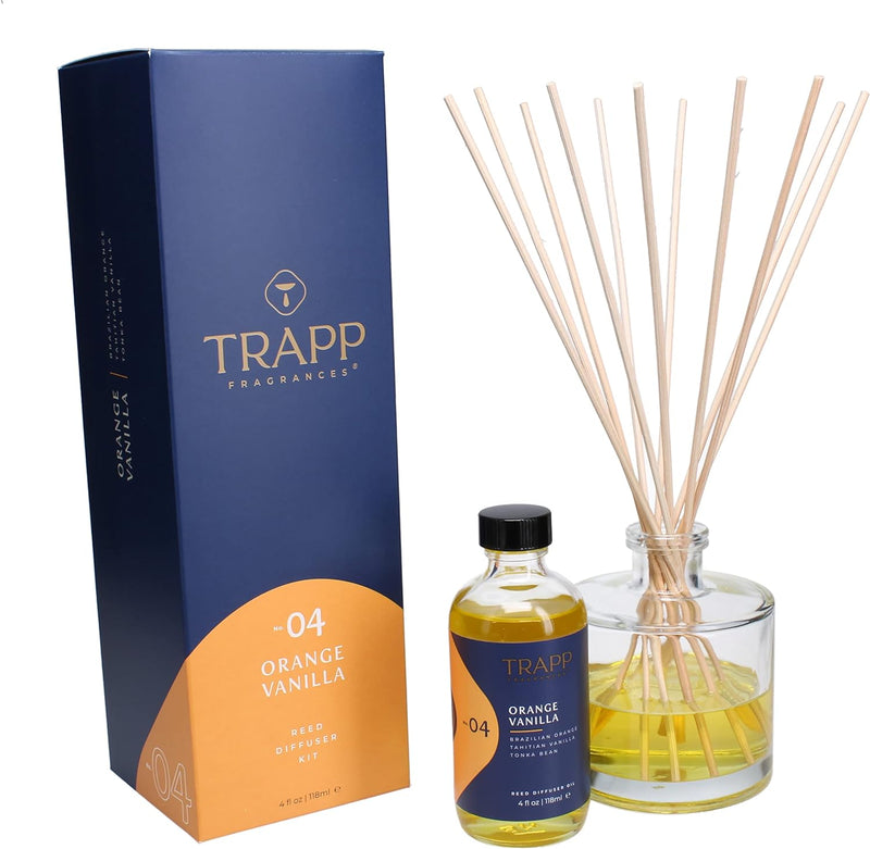 Trapp - No. 04 Orange Vanilla - Reed Diffuser Kit - 2 Sets of 12 Reeds, Scented Diffuser Oil (4 oz.)