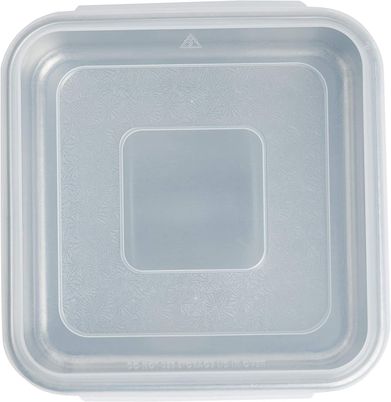 Nordic Ware Natural Aluminum Commercial Square Cake Pan with Lid, Exterior 9.88 x 9.88 Inches