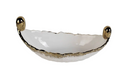 White Porcelain Boat Style Dish with Gold Edge
