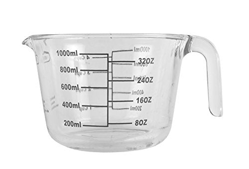 Farberware 4-Cup Borosilicate Glass Wet and Dry Measuring Cup with Oversized Measurements, Clear