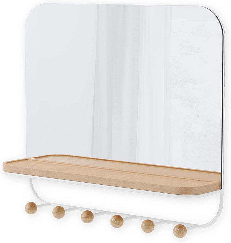 Umbra Estique Over-The-Door Multi-Use Organizer, W/Mirror, White