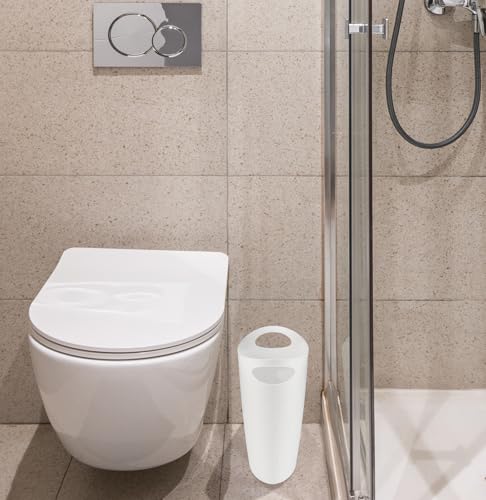 Superio Slim Bathroom Trash Can 2 Gallon White Plastic Small Compact Waste Basket for Bedroom, Dorm, Under Office Desk, Narrow Portable RV Dustbin