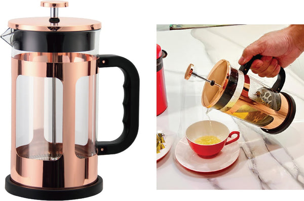 Uniware Coffee and  Tea French Press Rose Gold Accent