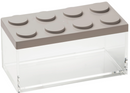 Dove grey Omada Brickstore 1.5L acrylic storage container with a clear body and a smooth rectangular lid, shown on a white background.