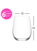 Transparent 16 oz stemless drinking glass set of 6