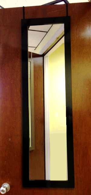 12" X 47" Black Framed Over The Door Mirror