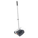 Grey Superio Upright Dustpan standing upright on a white background.