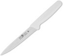 5.5-inch boning knife with white handle and extra wide blade on a white background.