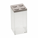 Tall dove grey Omada Brickstore 1.5L storage container with clear acrylic sides and rectangular design, shown on a white background.