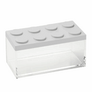 White Omada Brickstore 1.5L acrylic storage container with a clear body and a smooth rectangular lid, shown on a white background.