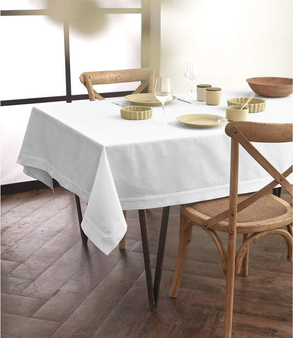 White Linen Texture Tablecloth 60" X 104"