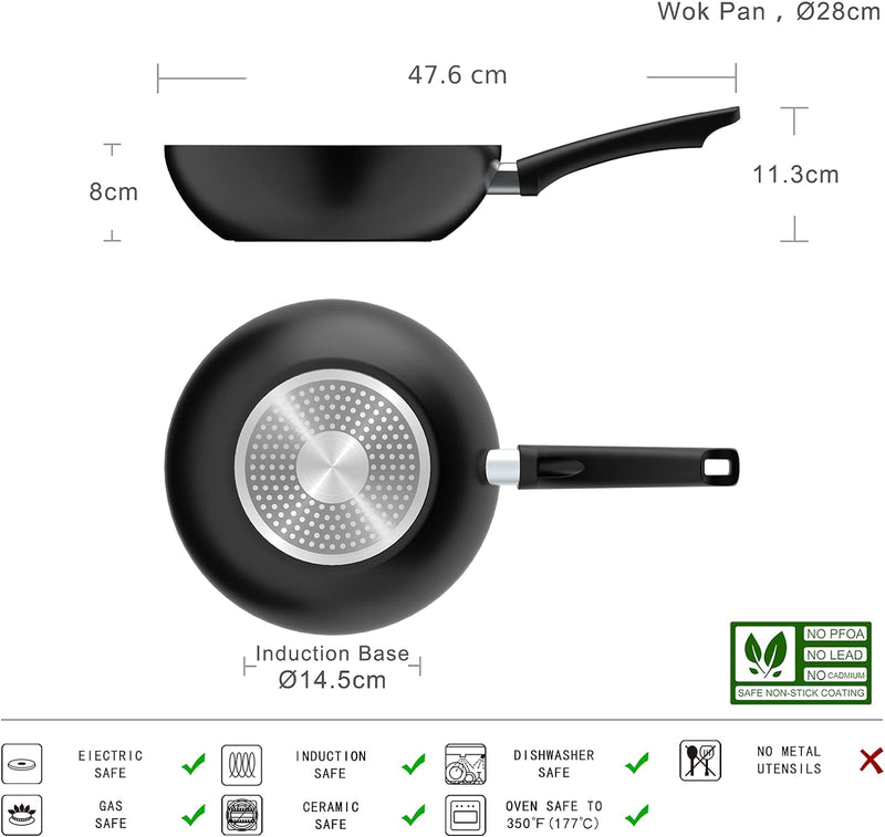 11" Non Stick Induction Wok Pan