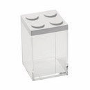  Clear acrylic storage container with a white LEGO-style lid, shown upright on a white background.