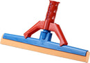 Orange floor squeegee with red mop holder, designed for hardwood and marble floors, shown on a white background.