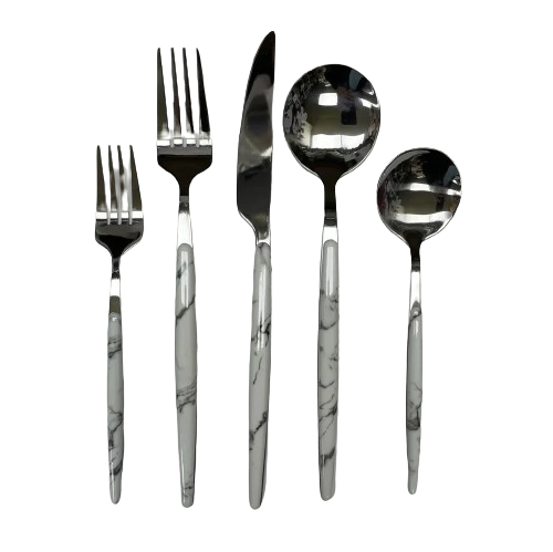 Marbelized White Cutery 20pc Set