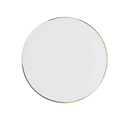 7.5"  Desert round Plates White with Gold Band 10 Pack