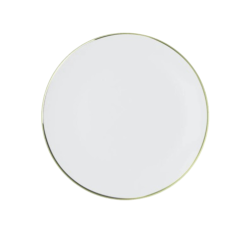 7.5"  Desert round Plates White with Gold Band 10 Pack