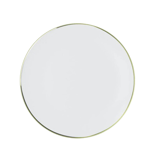 10.25" Dinner Plate White with Gold Band 10 Pack