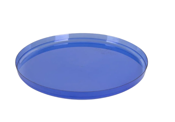 7.5" Modern Walled Blue Transparent Round Plate 10 Pack