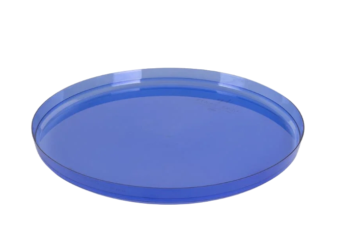 7.5" Modern Walled Blue Transparent Round Plate 10 Pack