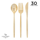 30pc Matrix Round Handle Cutlery Set Gold (Fork, Knife and Spoon)