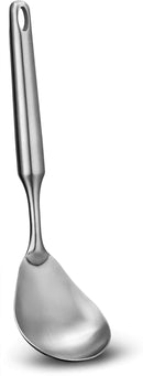Stainless steel rice spoon paddle with a sleek, modern design and polished finish on a white background.