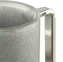 Close up of silver glitter acrylic wash cup and the silver handle.