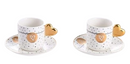 Pampa Bay Gift Collection set of 2 white espresso cups with matching saucers, displayed elegantly on a white background.