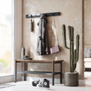 Umbra Flip Space Saving Sleek Profile 8 Wall Mounted Black Hook Coat Rack for Hanging Coats, Scarves, Purses and More