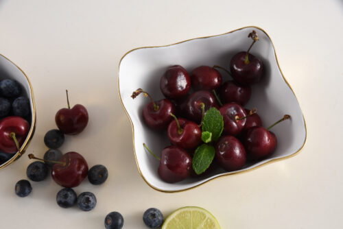 Ceramic Gold and White Square Snack Bowl