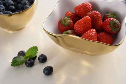 Ceramic Gold and White Square Snack Bowl