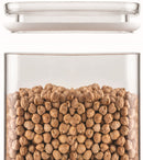 A clear cylindrical container with Clear airtight Lid.