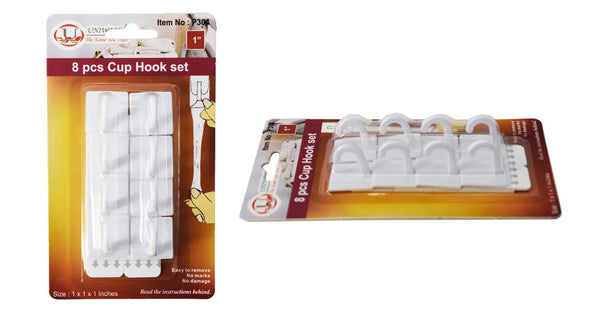 8pc Traceless Adhesive Cup Hook Set