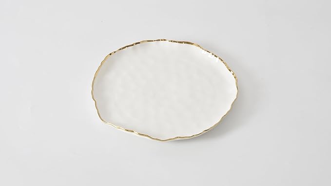 Pampa Bay Porcelain Round Platter, Portofino, White with Gold Band