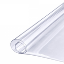 Roll of clear PVC vinyl tablecloth for table protection.