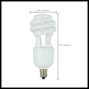Satco Energy Saver Mini Spiral CFL light bulb, 9W, Soft White 2700K, 550 lumens, $1.08 estimated annual energy cost, 10,000 hours lifetime.