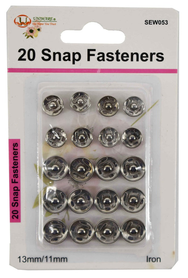20pc Zinc Alloy Snap Fasteners Set  Mixed Sizes